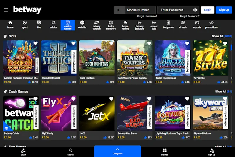 Betway Casino and Slots Screenshot